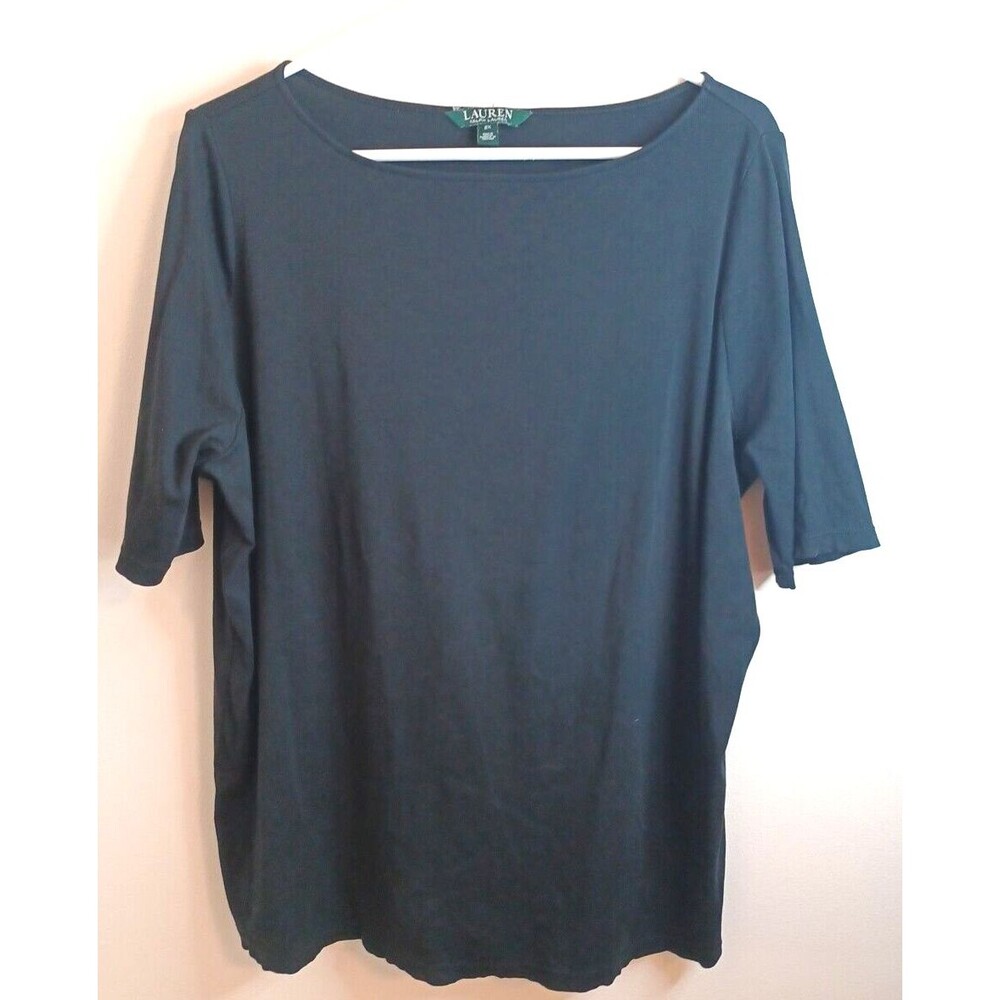 Ralph Lauren T Shirt 3X Black Knit  Shortsleeve Boat Neck Pullover Lightweight